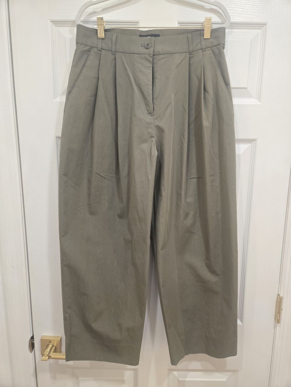 Banana Republic Olive Green Pleated Wide-Leg Pants